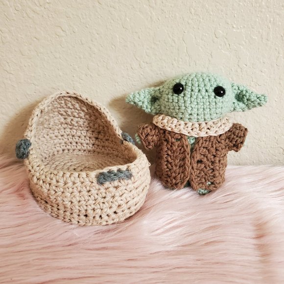 Handmade Other - Hand Crocheted Baby Yoda Plush With Pod
